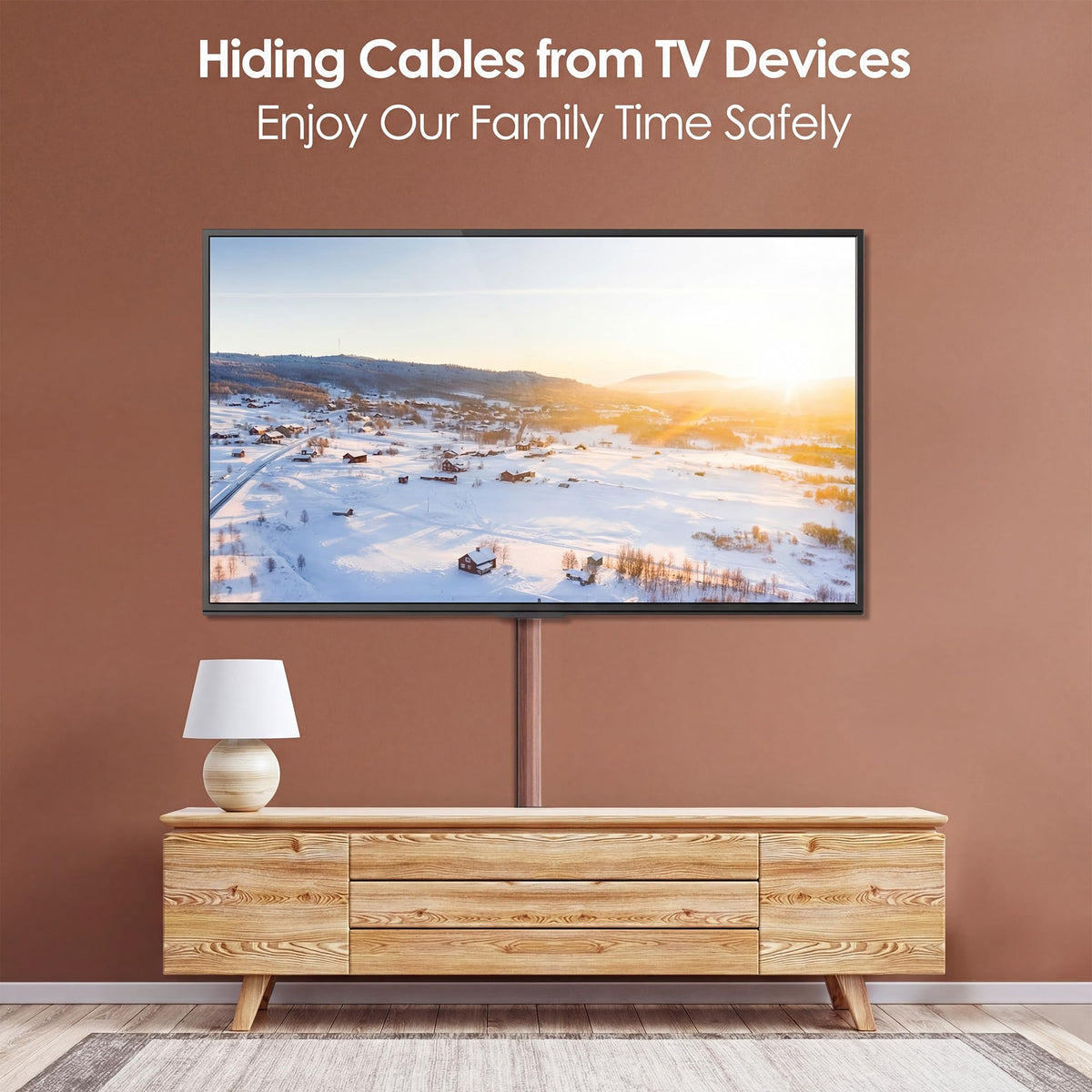 Yecaye TV Cord Hider, 42in Cord Cover Wall Mounted, W1.18in H0.6in, Beige