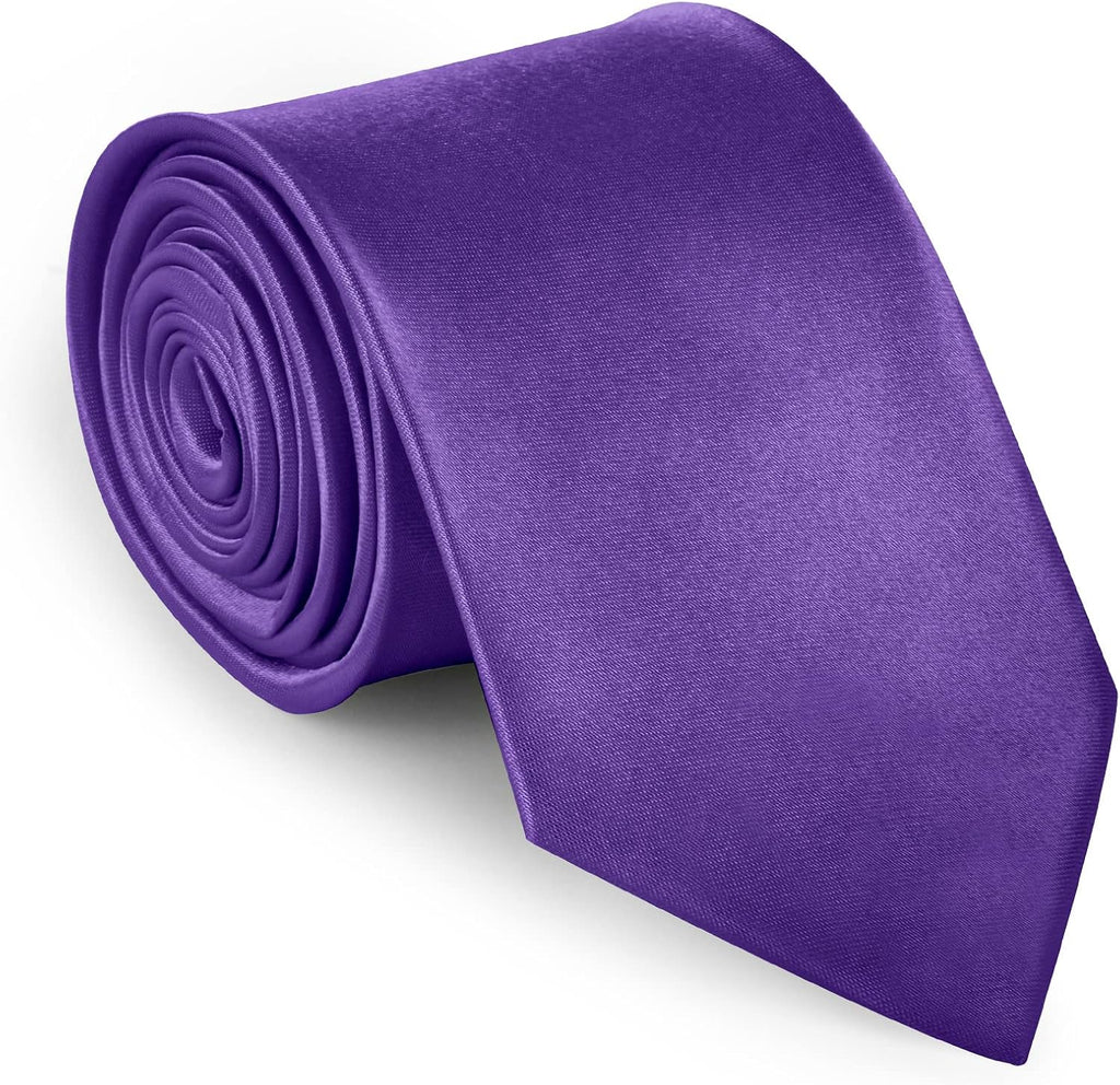 URAQT Men Solid Satin Necktie, 8cm Classic Formal Tie