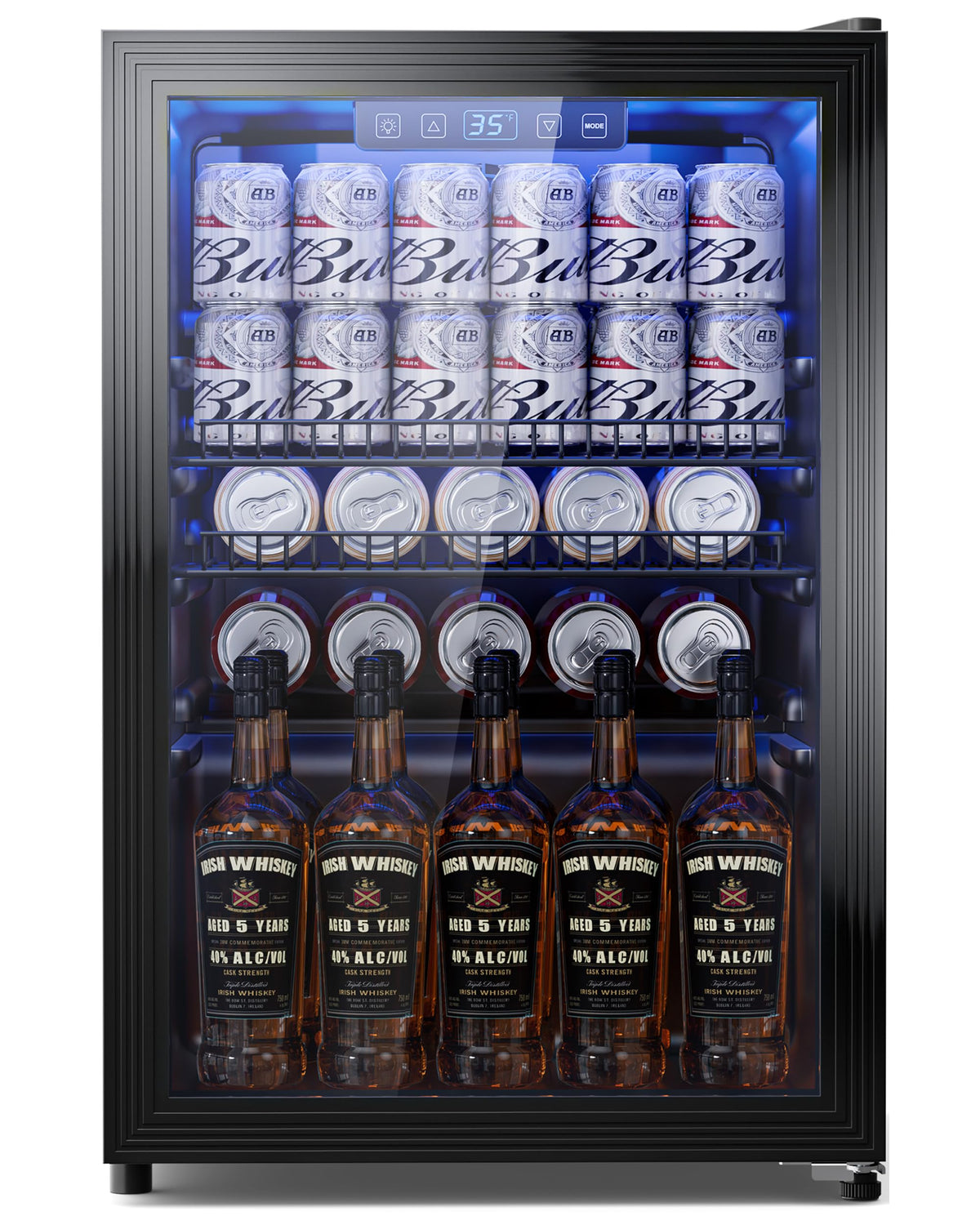 2.5 Cu.Ft Beverage Fridge, Glass Door Mini Fridge, Silver, 96 Can