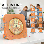 Portable CD Player with Bluetooth, Gueray Desktop CD Players for Home, Bulit-in Double HiFi Speakers, AUX&Headphone Jack, FM Radio Boombox with Remote Control, USB Port,LCD Display (White)