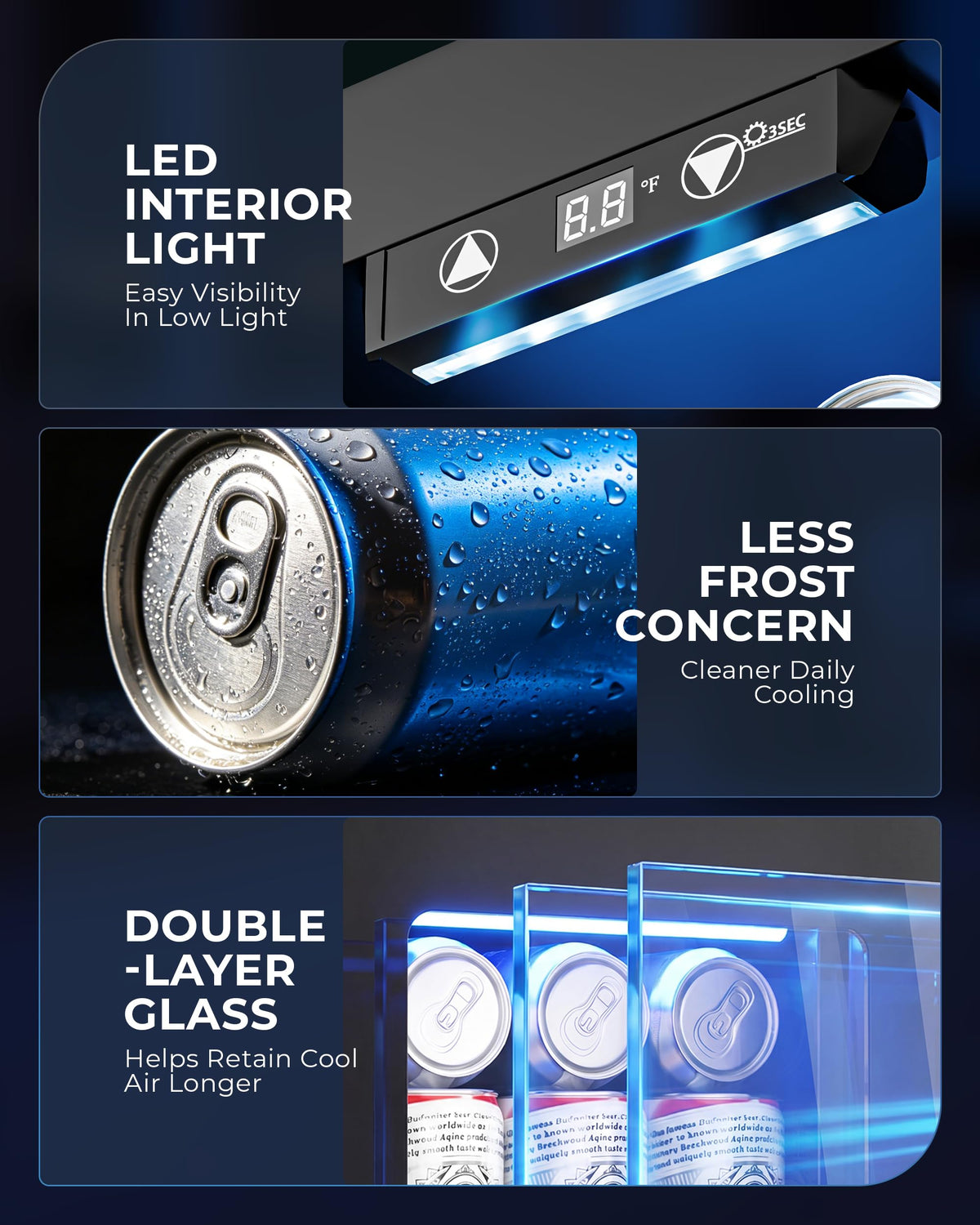 Beverage Refrigerator, 2.47 Cu.Ft Mini Fridge Beverage Cooler