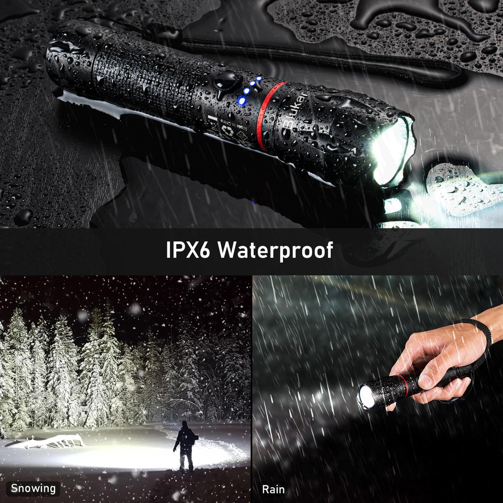Blukar LED Torch Rechargeable, 2000L Super Bright Flashlight with 5 Modes