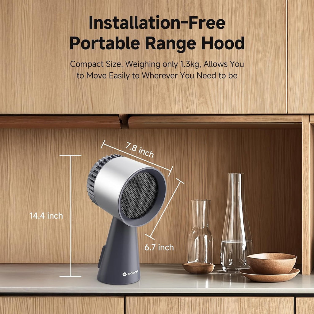 AAOBOSI Portable Range Hood, 3-Speed Desktop Exhaust Fan for Kitchen