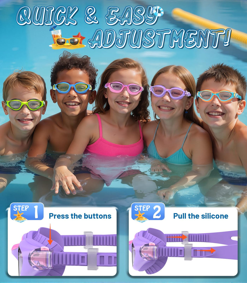 Kids Swimming Goggles for Boys & Girls Aged 6-14, Anti-Fog