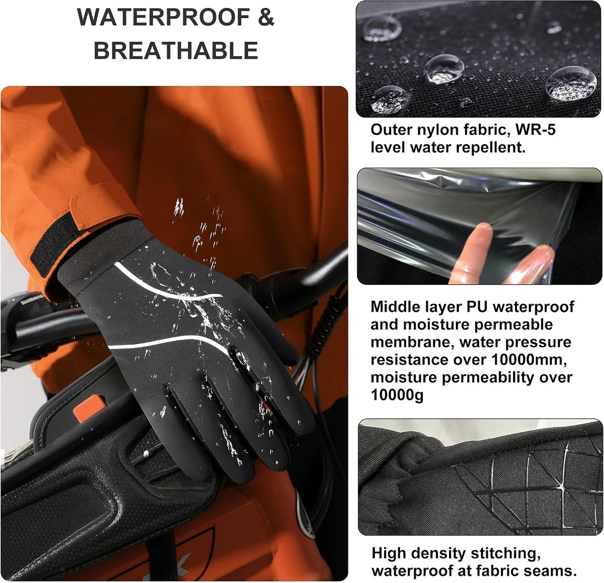 Origem Thermal Winter Gloves for Men Women, Water Resistant Cycling Gloves