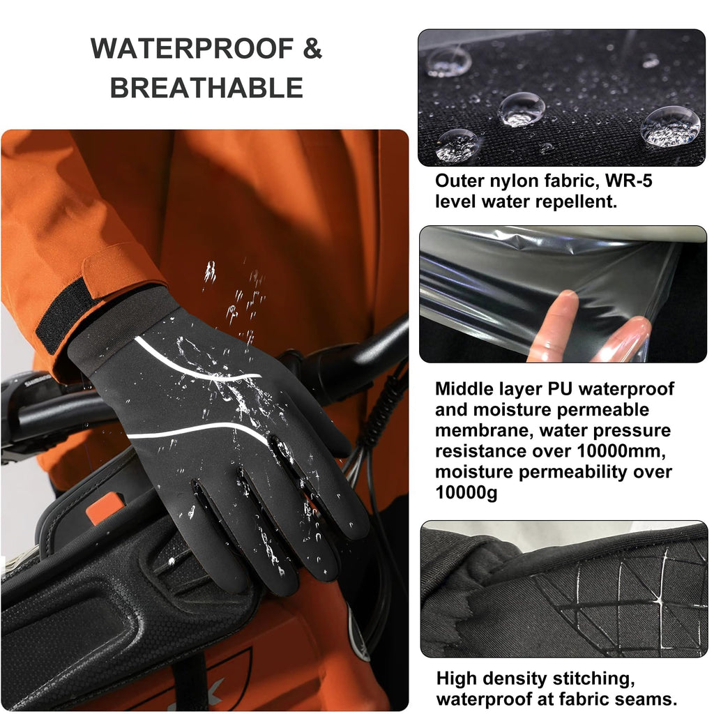 Origem Thermal Winter Gloves for Men Women, Water Resistant Cycling Gloves