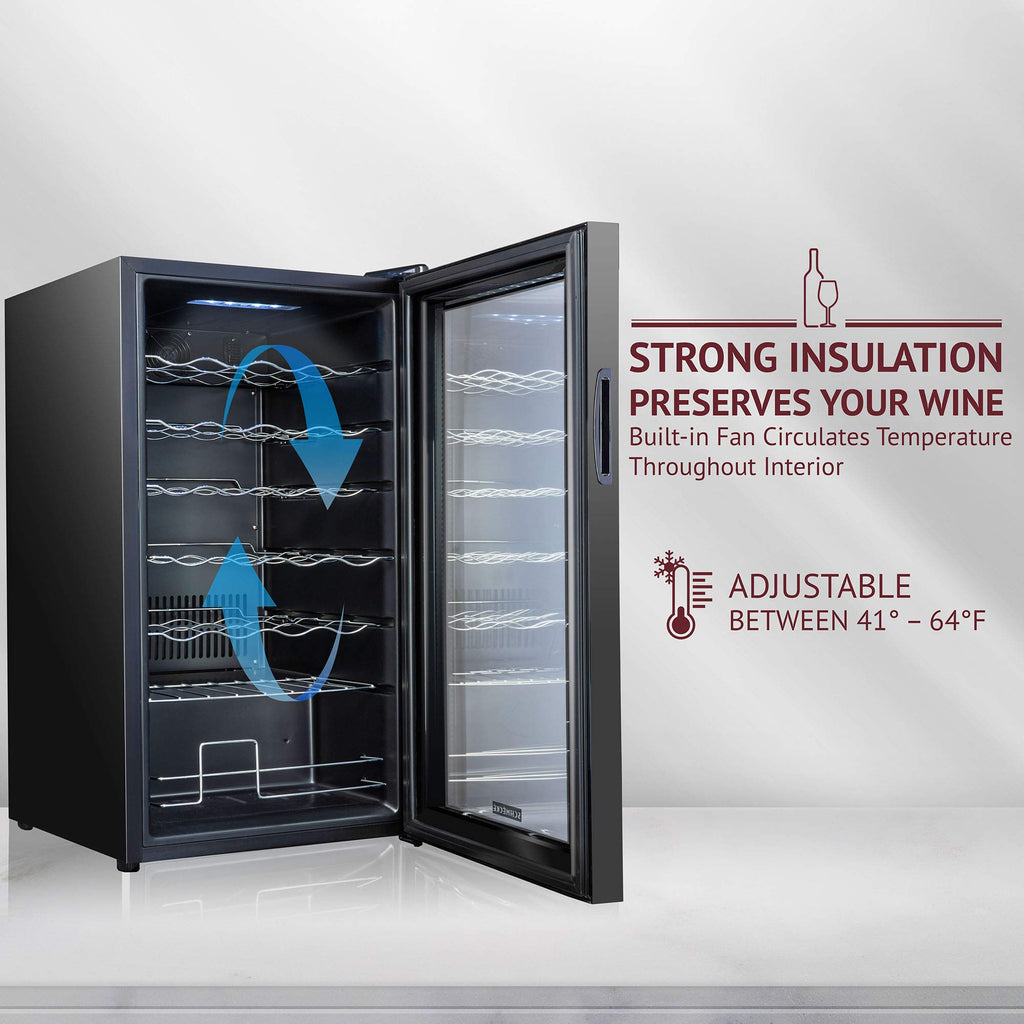 SCHMÉCKÉ 12 Bottle Compressor Wine Cooler Refrigerator w/Lock - Large Freestanding Wine Cellar For Red, White, Champagne or Sparkling Wine - 41f-64f Digital Temperature Control Fridge Stainless Steel
