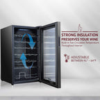 SCHMÉCKÉ 12 Bottle Compressor Wine Cooler Refrigerator w/Lock - Large Freestanding Wine Cellar For Red, White, Champagne or Sparkling Wine - 41f-64f Digital Temperature Control Fridge Stainless Steel