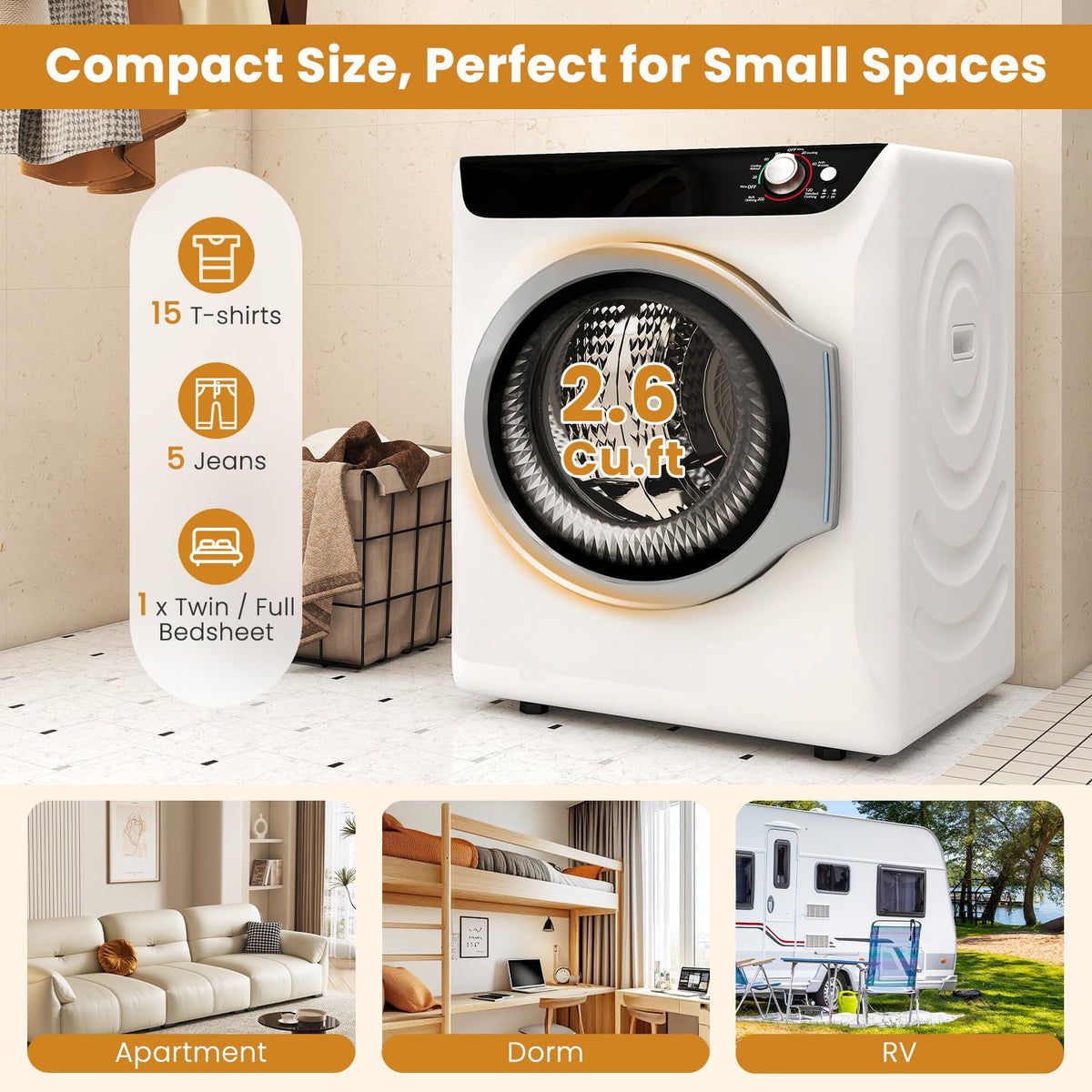 Auertech Portable Washer and Dryer Combo Set, 2.8 CU. FT. Portable Clothes Dryers with Boot Dryer, 28 lbs Fully Automatic Washing Machine, Compact Washer and Dryer for Apartment, RV, Dorm