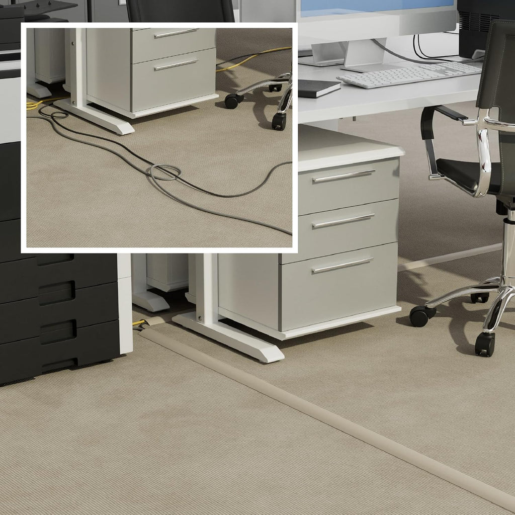 D-Line 6ft Floor Cord Cover, Cable Protector, Hide Extension Cords, Protect Cords, Prevent Cable Trips, Heavy Duty Cord Hider - Cable Cavity = 0.63" (W) x 0.31" (H) - Beige