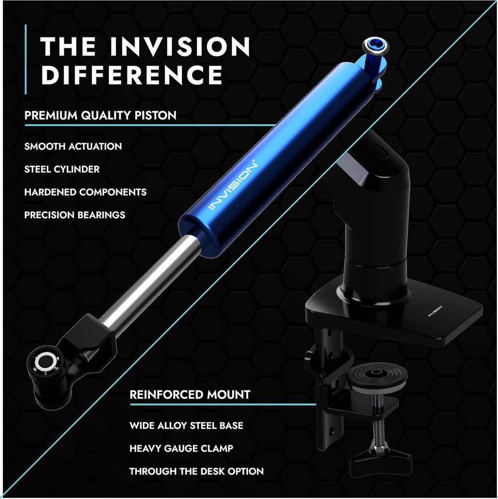 Invision Monitor Arm Desk Mount for 19-32 Inch Screens - VESA 75/100mm Desk Clamp Stand - Tool Free Height Adjustment with Tilt Swivel Rotate - Increased Load Capacity from 2-9kg MX200 Single Arm