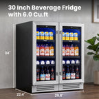 Yeego Beverage Refrigerator - 24 inch 180 Cans Beer Cooler with Glass Door