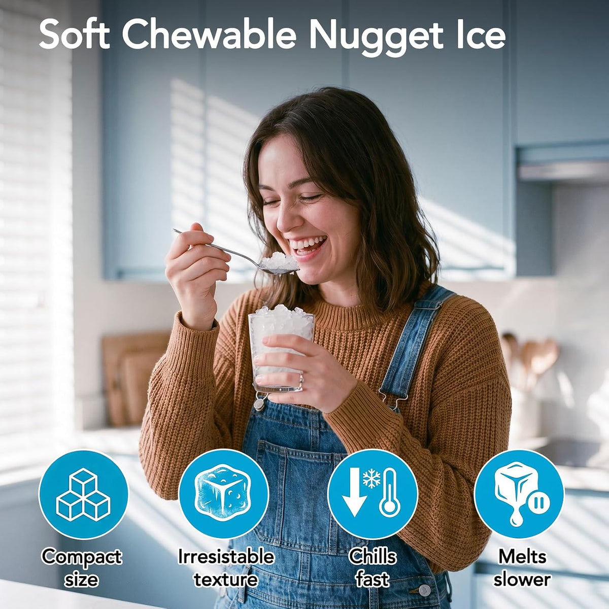 COWSAR Nugget Countertop Ice Maker, Automatic Ice Dispenser, 33 lbs/Day Chewable Pellet Ice Machine with Self-Cleaning & Measured Dispensing, Portable Ice Maker for Home, Kitchen, Office