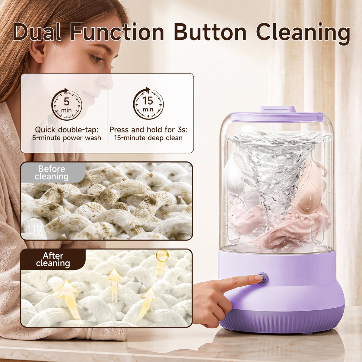 Mini Washing Machine, 3L Compact Small Laundry Washer for Underwear, Socks etc.（White）