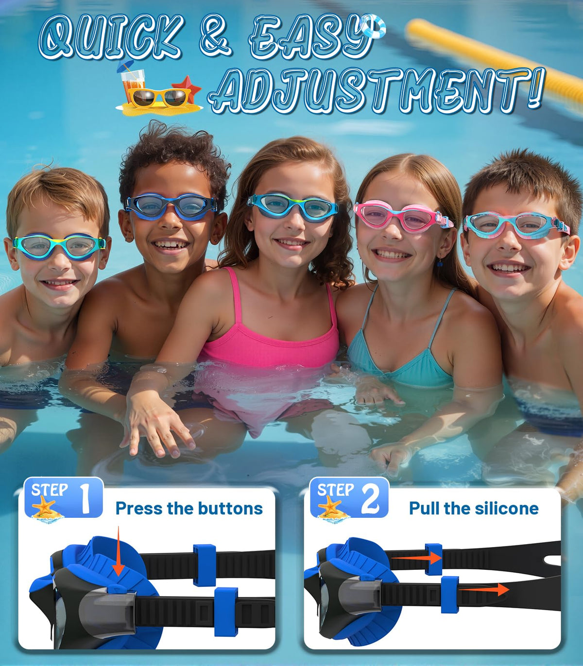 Kids Swimming Goggles for Boys & Girls Aged 6-14, Anti-Fog