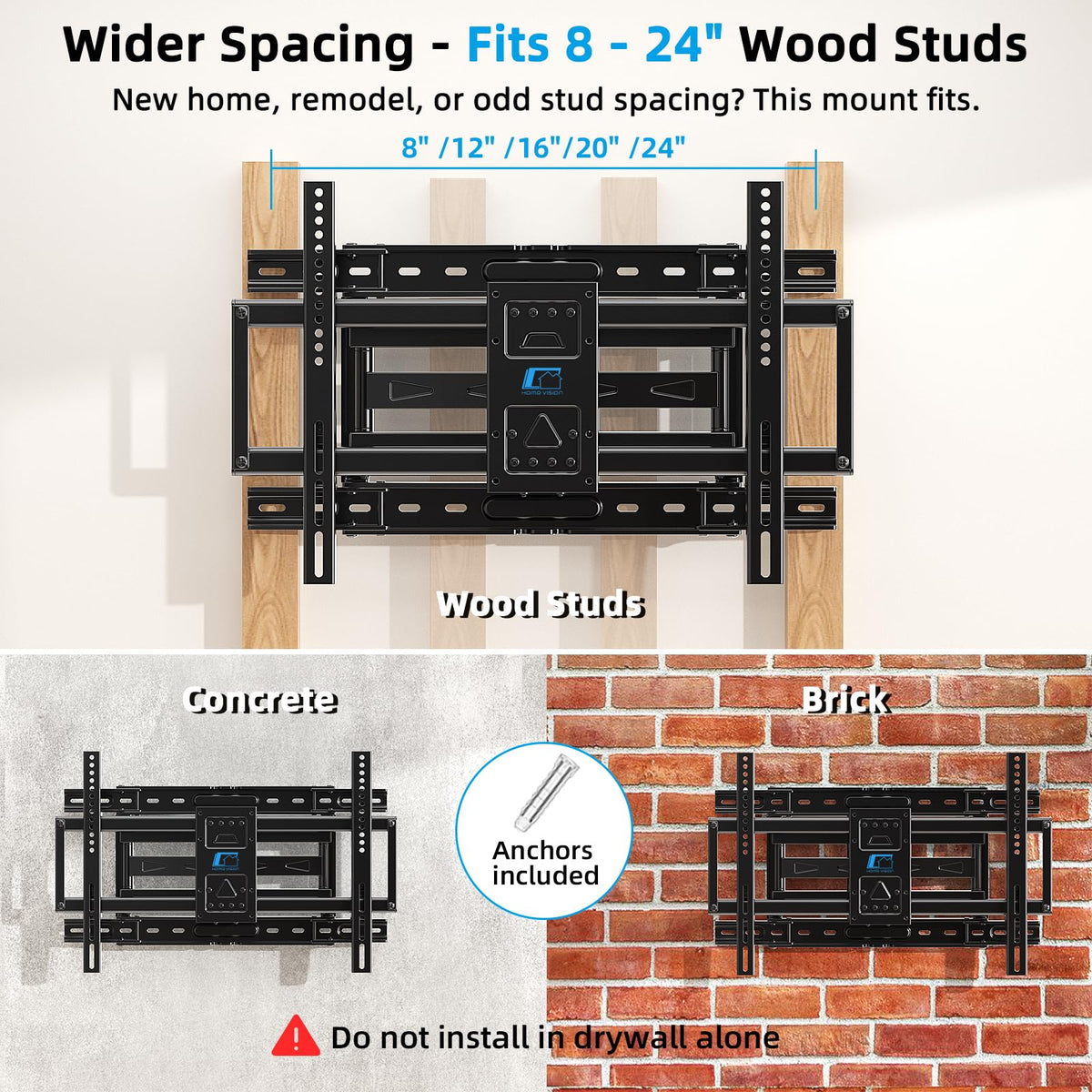 HOME VISION Heavy Duty Tilt TV Wall Mount for 32-86 Inch Flat/Curved Screen