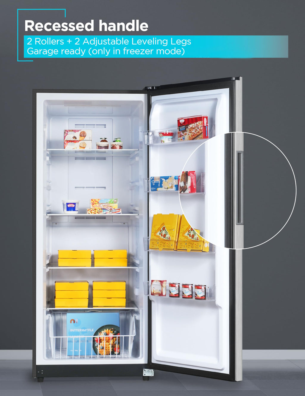 BLACK+DECKER 14 Cu. Ft. Convertible Freezer Refrigerator, Upright Freezer with Glass Shelves, ENERGY STAR rated, Frost Free, BUC1400XB, Black