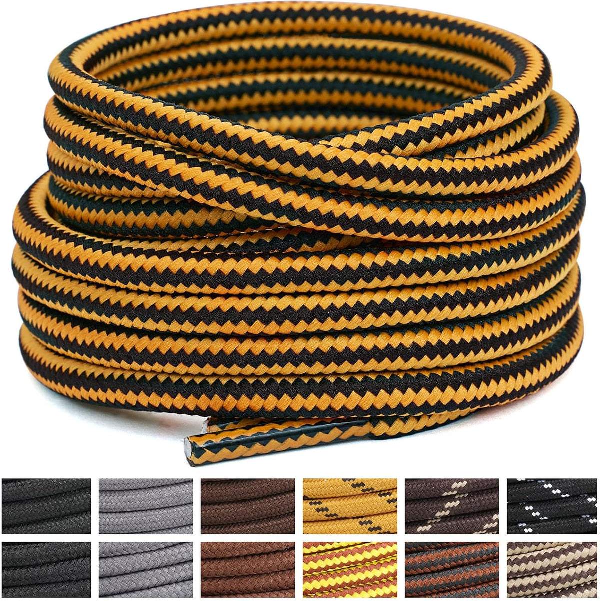 Stepace 2 Pairs Round Heavy Duty Boot Laces for Hiking and Work Boots