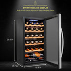 SCHMÉCKÉ 12 Bottle Compressor Wine Cooler Refrigerator w/Lock - Large Freestanding Wine Cellar For Red, White, Champagne or Sparkling Wine - 41f-64f Digital Temperature Control Fridge Stainless Steel