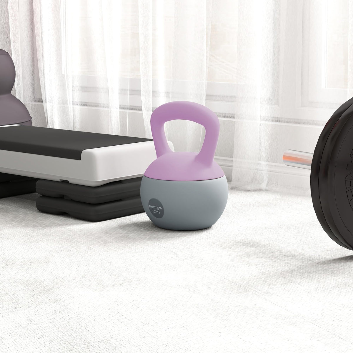 SPORTNOW 4/6/8/10/12kg Soft Kettlebell with Non Slip Handle Grey