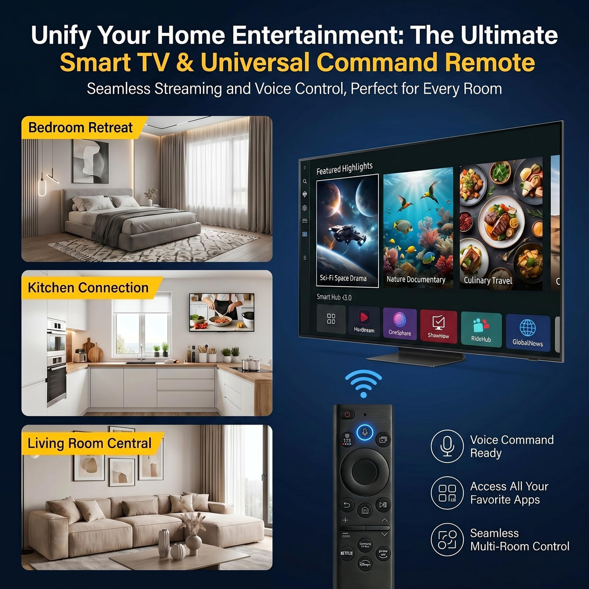 Pack of 2，for Samsung smart TV Remote Replacement