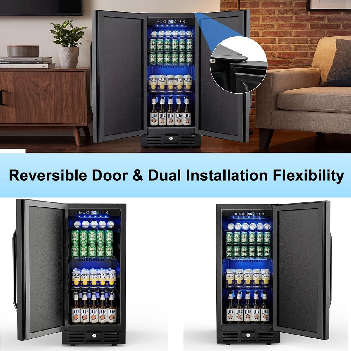 Mini Beverage Refrigerator Cooler -Small Beverage Fridge 1.4cu.ft