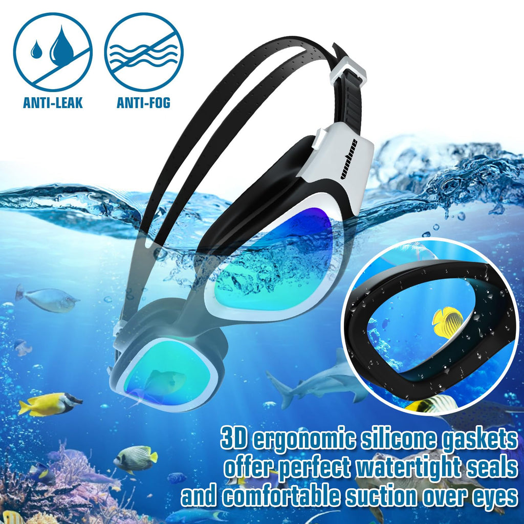 Winline Adult Swimming Goggles,Open Water Goggles Swimming Anti Fog UV Protection No Leakage Clear Vision Easy to Adjust for Adults Men Women Teenagers
