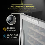 SCHMÉCKÉ 12 Bottle Compressor Wine Cooler Refrigerator w/Lock - Large Freestanding Wine Cellar For Red, White, Champagne or Sparkling Wine - 41f-64f Digital Temperature Control Fridge Stainless Steel