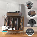 Seasonlife® Retro Vinyl Record Player with Stereo Speakers,Walnut Brown
