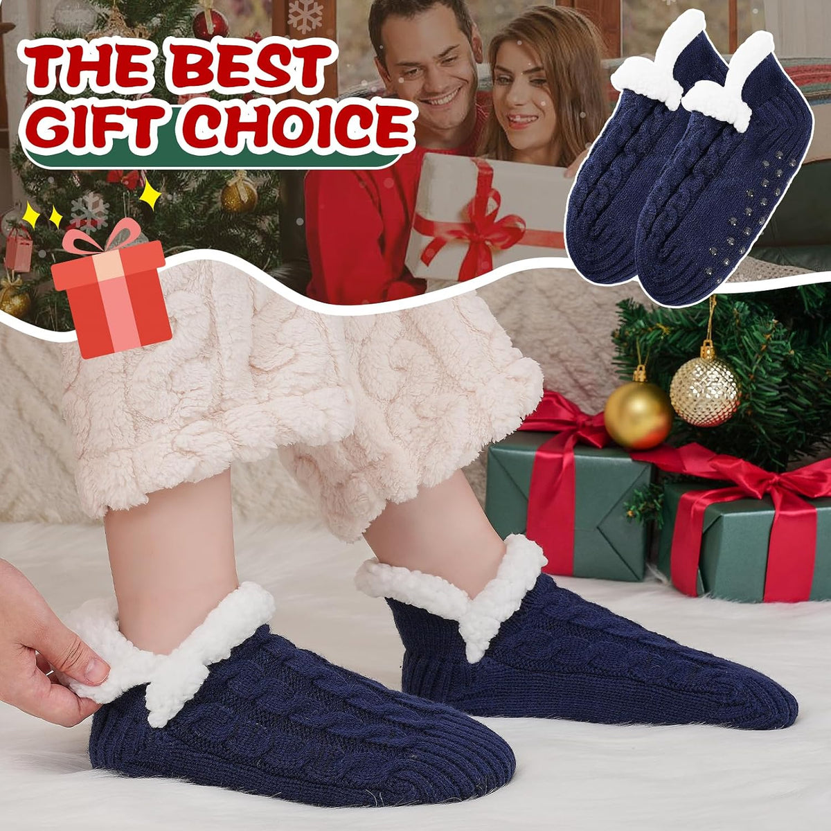 Niorasen Fluffy Slipper Socks Women Men, Winter Gift for Her, UK 4-9