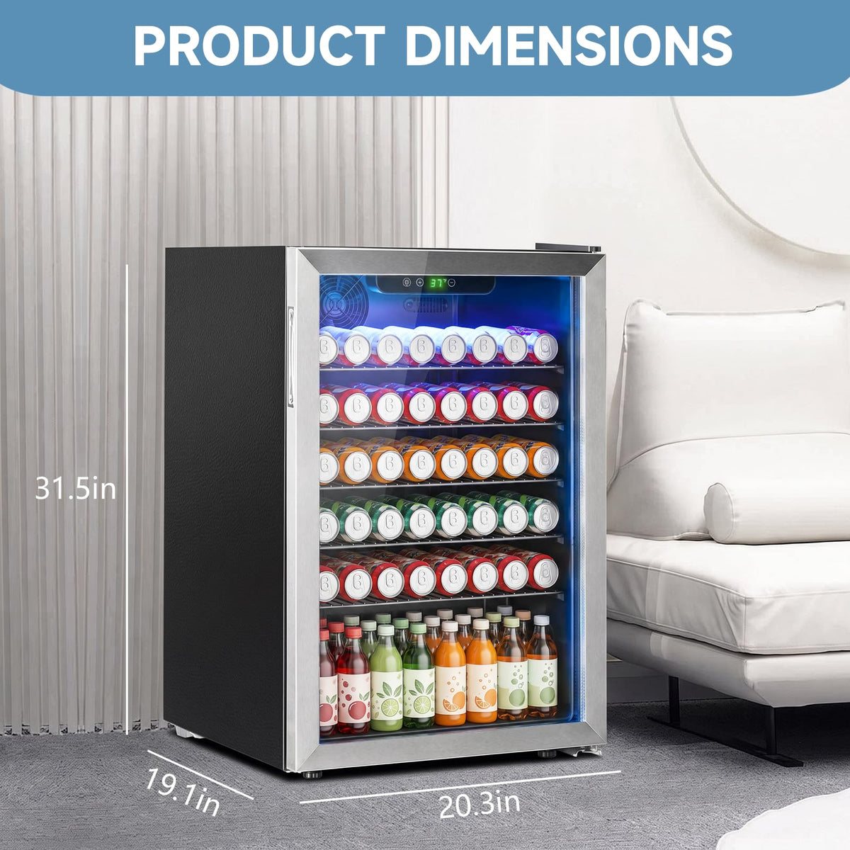 DOGHLY 0.95 Cu.Ft Mini Fridge Mirror Door for Beverages & Skincare, 24 Cans