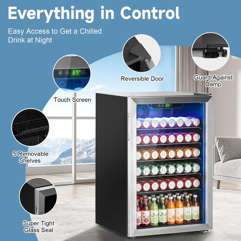 DOGHLY 0.95 Cu.Ft Mini Fridge Mirror Door for Beverages & Skincare, 24 Cans