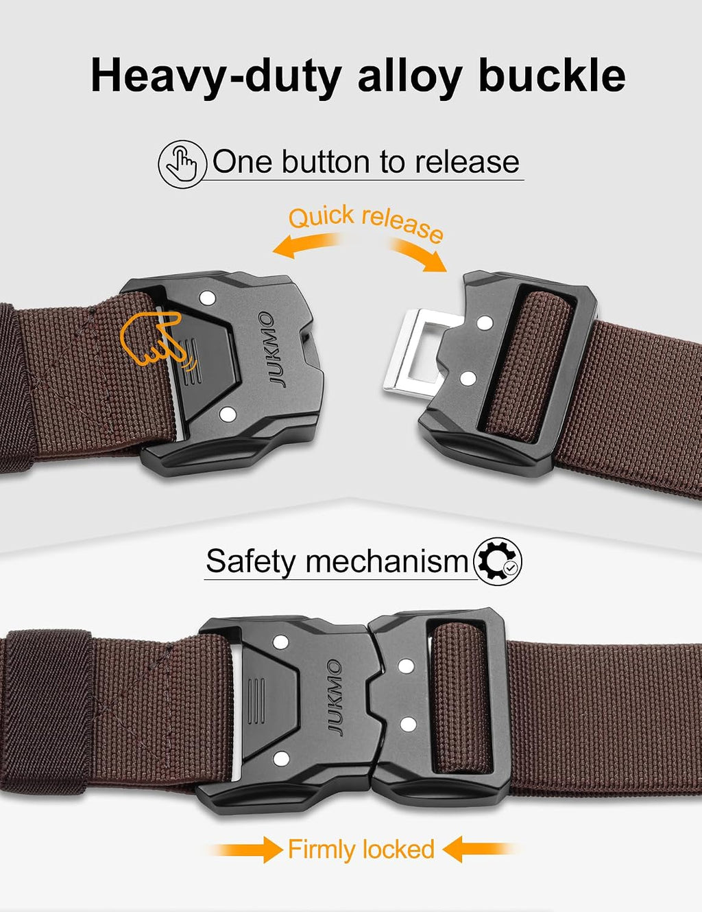 JUKMO Quick Release Tactical Belt, Military Work 1.5" Nylon Web Hiking Belt