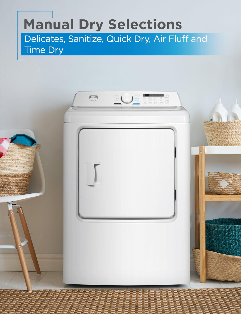 BLACK+DECKER 2.65 Cu. Ft. Portable Dryer, 8.8 lb. Capacity, BCED26, White