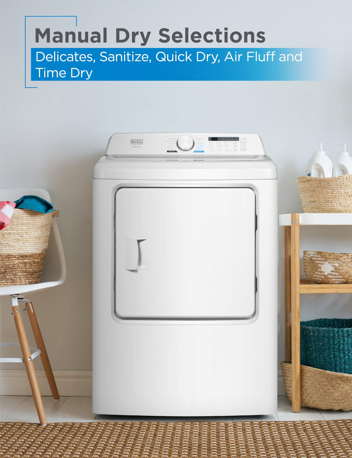 BLACK+DECKER 2.65 Cu. Ft. Portable Dryer, 8.8 lb. Capacity, BCED26, White