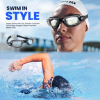 Swimming Goggles Pack of 1, Anti-Fog Googles Swimming Adults, Anti-Leak UV Protection Crystal Clear Vision with Free Protection Case, Nose Clips & Earplus Suitable for Adults & Kids