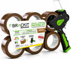 brackit Tape Gun Dispenser with 6 Brown Packing Tape Rolls 48mm x 66m