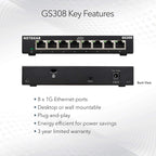 NETGEAR 5 Port Gigabit Network Switch, Unmanaged Ethernet Switch GS305