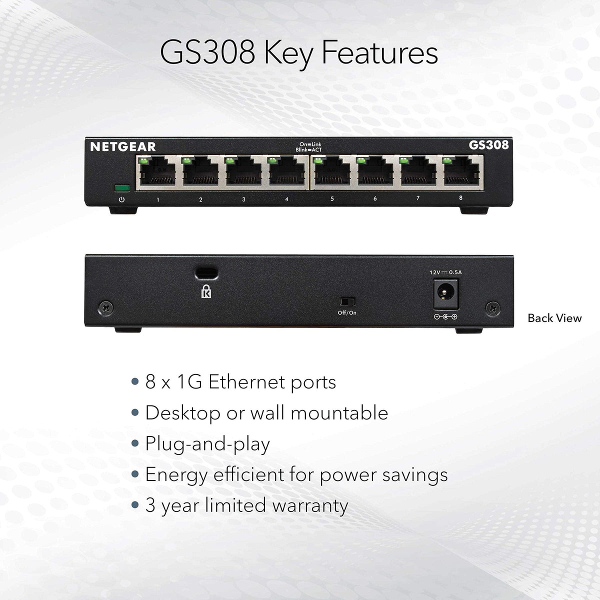 NETGEAR 5 Port Gigabit Network Switch, Unmanaged Ethernet Switch GS305
