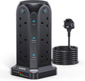 Tower Extension Lead 2M, 12 Way, 6 USB, 4 Independent Switches