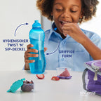 Sistema Squeeze Twist 'n' Sip Sports Water Bottles | 460 ml | Leakproof Kids Water Bottles | BPA-Free | Blue | 4 Count
