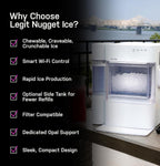 GE Profile Opal 2.0 Ultra Nugget Ice Maker with Scale Inhibiting Filter, Scoop Included, 38 lbs in 24 Hours, Pellet Ice Machine with WiFi & Smart Connected, Stone White