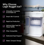 GE Profile Opal 2.0 Ultra Nugget Ice Maker with Scale Inhibiting Filter, Scoop Included, 38 lbs in 24 Hours, Pellet Ice Machine with WiFi & Smart Connected, Stone White