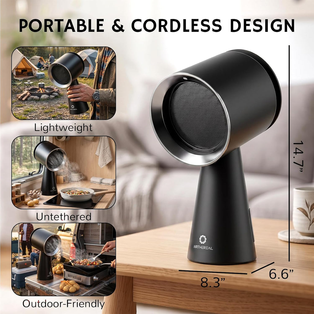 AIRTHEREAL Portable Range Hood with Rechargeable Battery, 3-Speed Suction