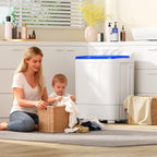 INTERGREAT Portable Washer and Dryer, 25lbs Mini Small Washing Machine Combo with Spin Dryer, Compact Twin Tub Laundry Washer Machine for Apartments, Dorm, Rv, Camping, Blue