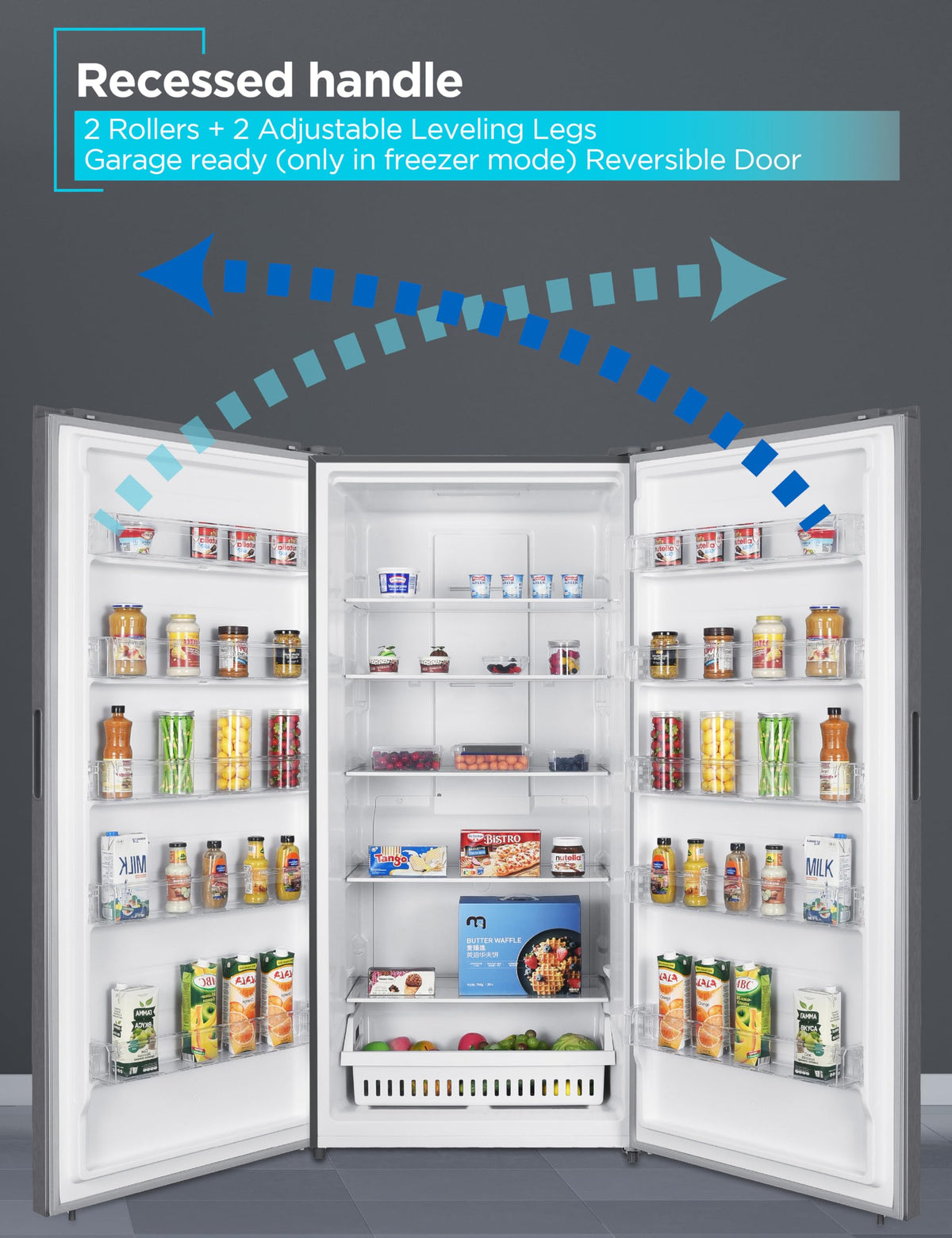 BLACK+DECKER 14 Cu. Ft. Convertible Freezer Refrigerator, Upright Freezer with Glass Shelves, ENERGY STAR rated, Frost Free, BUC1400XB, Black