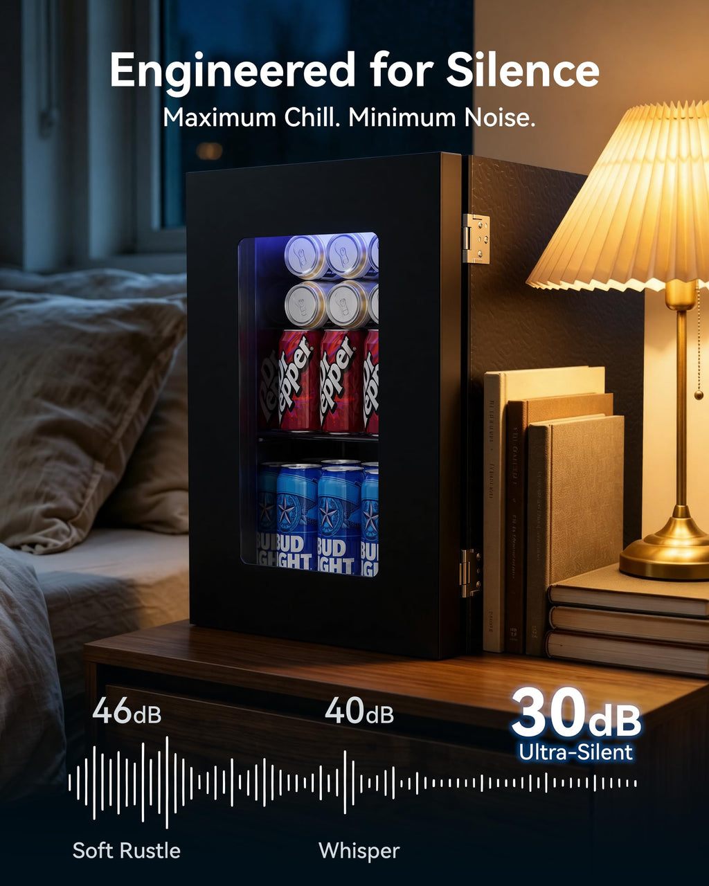 2.5 Cu.Ft Beverage Fridge, Glass Door Mini Fridge, Silver, 96 Can