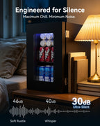 2.5 Cu.Ft Beverage Fridge, Glass Door Mini Fridge, Silver, 96 Can