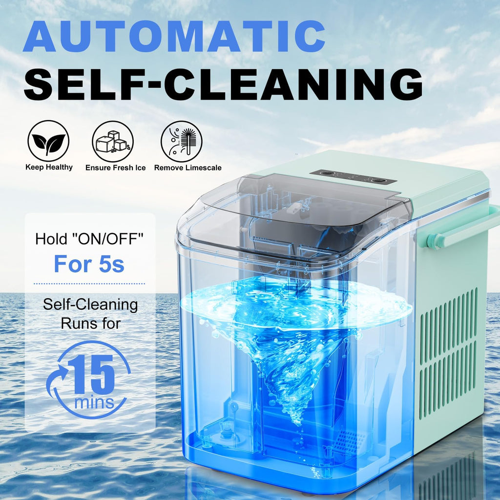 NEWBULIG Ice Makers Countertop with Handle, Portable Ice Machine