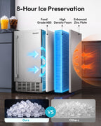 EUHOMY 15" Under Counter Ice Maker, 90lbs/24H, 24lb Bin, Gravity Drainage